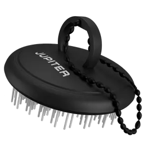 Jupiter Exfoliator Scalp Brush for Removing Dandruff & Build-Up - Detangling Scrubber for Wet or Dry Hair - Supports Circulation & Growth - Black