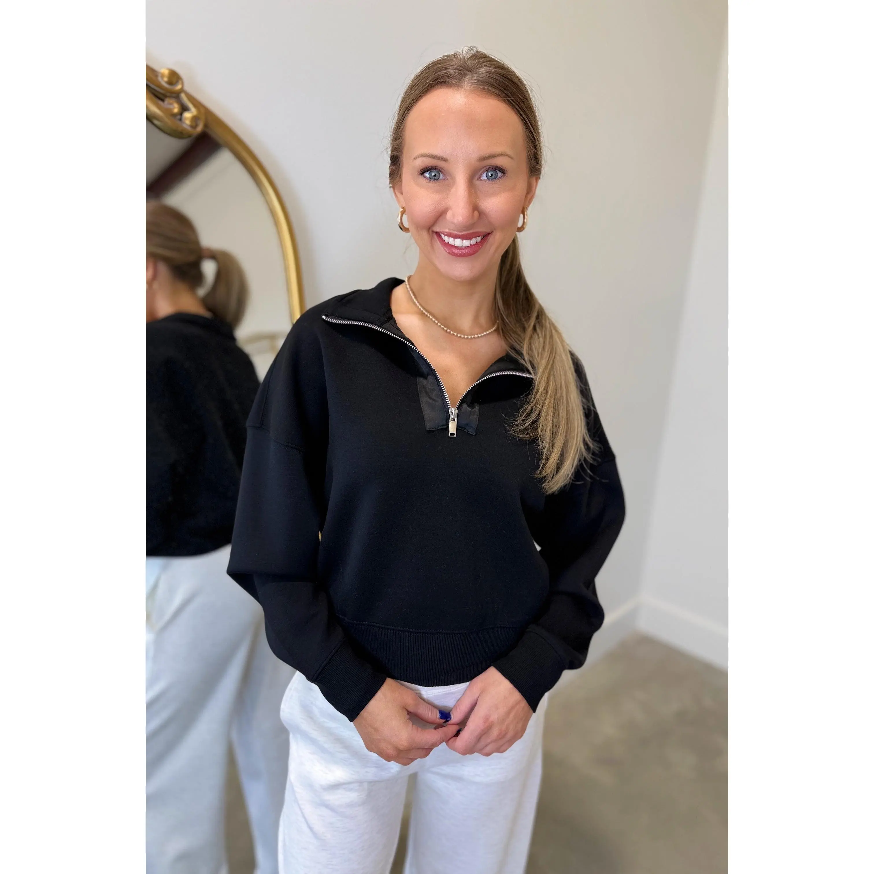 RD Style Mailyn 1/4 Zip Top Black