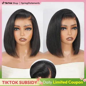 [NEW IN] West Kiss Glueless Straight Side Part Human Hair Wigs Yaki Straight 13x4 Lace Front Bob Wig Pre Plucked Human Hair With Natural Hairline SpringStatements