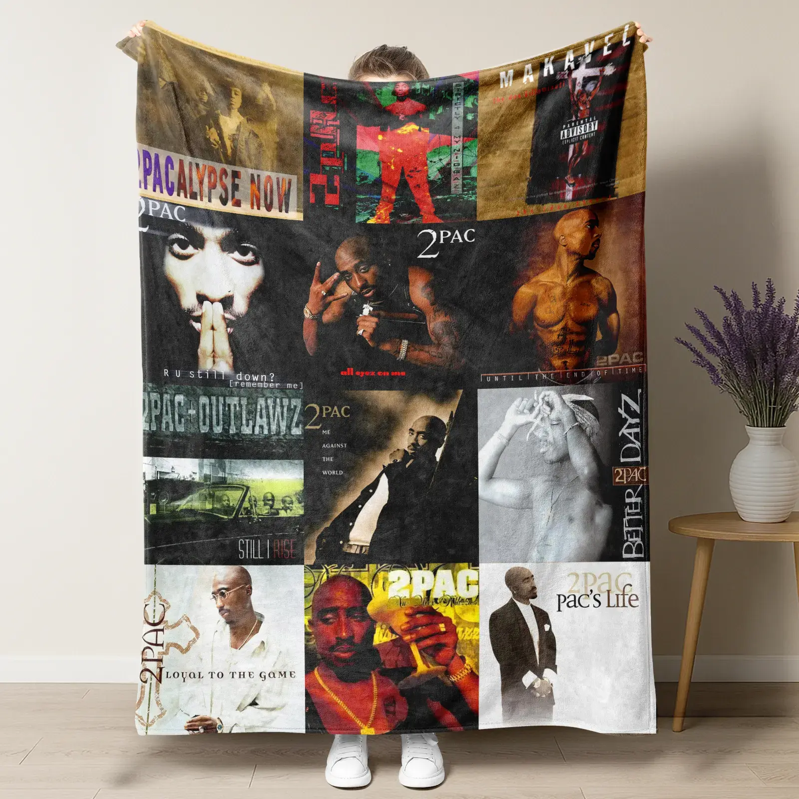 Gothic mysterious symbol blanket - With mysterious lyricism and dark aesthetic design, the soft plush wool throw is perfect for alternative music fans, as well as a comfortable sofa/bed decoration and a unique gift for dark art enthusiasts.