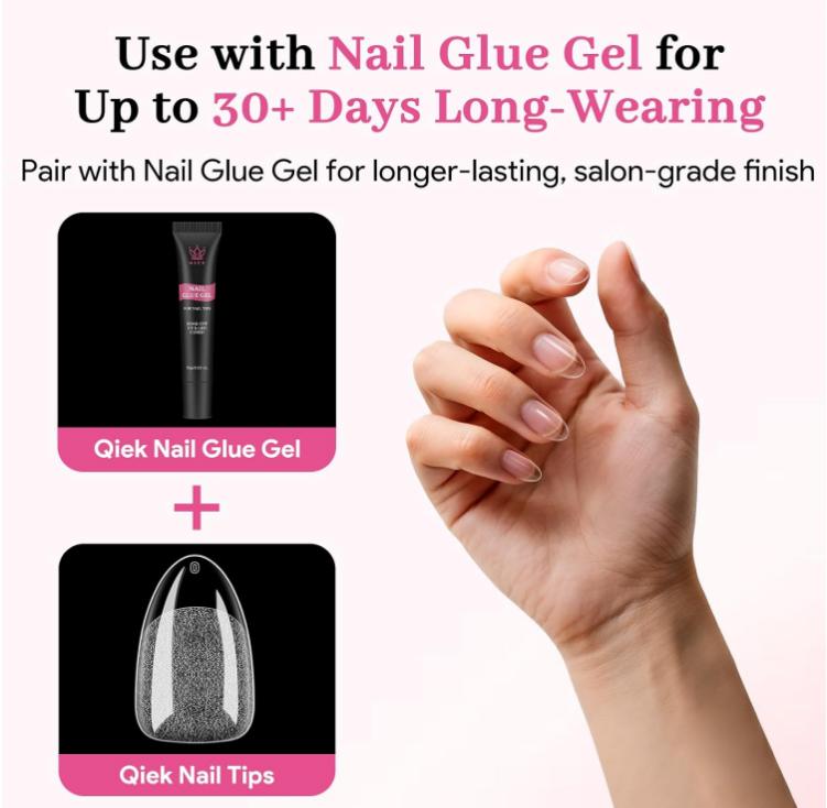 Short Almond Nail Tips - 15 Sizes 240 PCS Half Matte Full Cover Clear Fake Nails Pre-shaped Press On False Nail Tips Acrylic Soft Nail Gel Tips No C Curve Extension Manicure Home DIY Gelly Tips