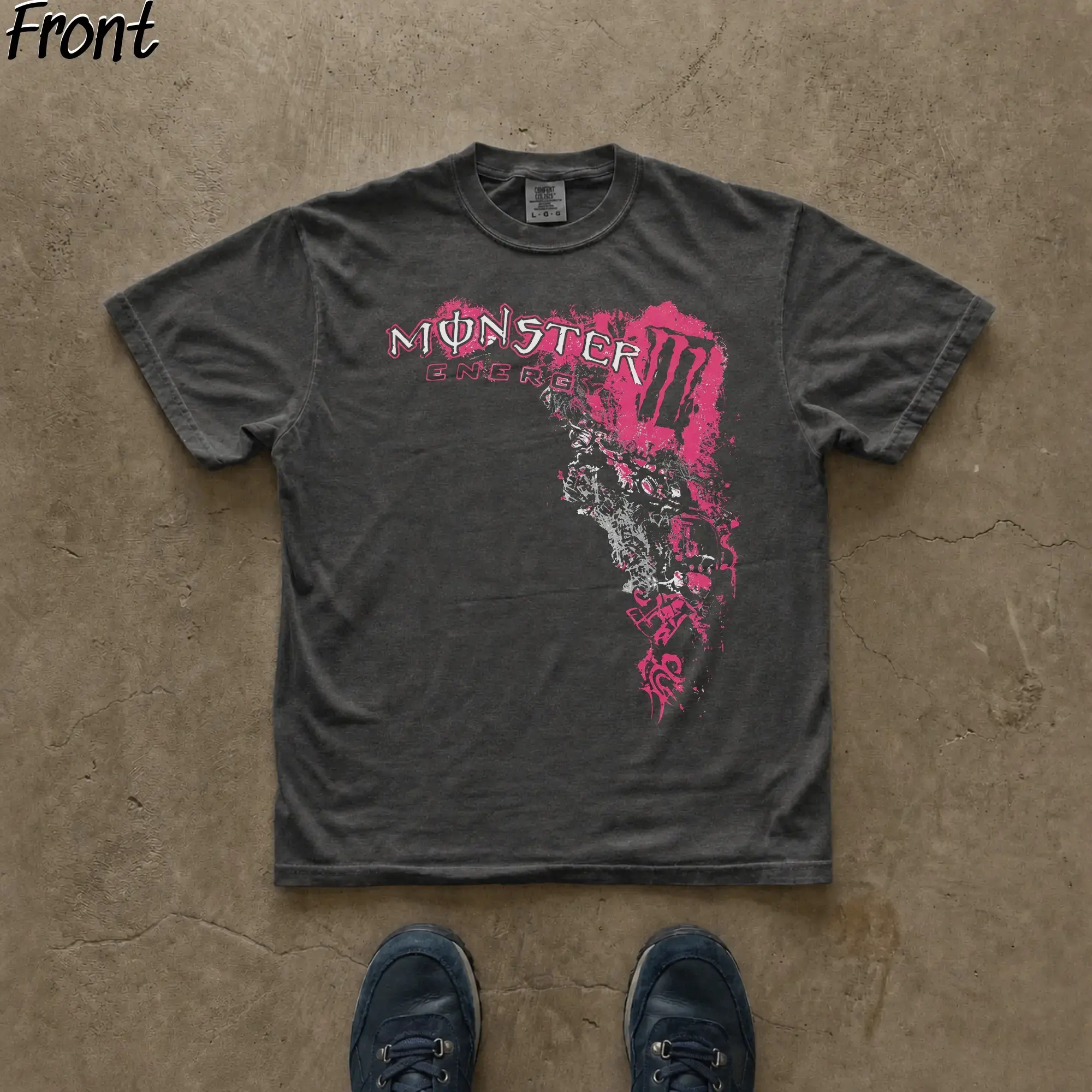 Vintage Monster Energy with Pink Accents Graphic Tee, Monster Energy Merch, Energy Drink Shirt, Unleash The Beast, Y2K Grunge Gothic Tees, Y2K Emo Scene Amity Affliction Style, 100% Cotton Lightweight Shortsleeve, Streetwear Vibes