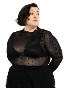Tiny Hearts Black Mesh Top FAN FAVORITE! (Plus Sizes Restocked!)