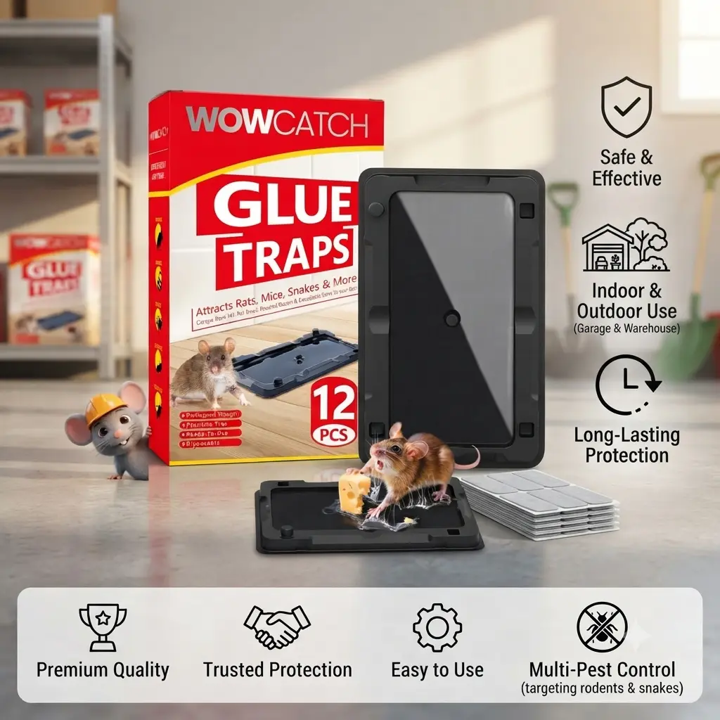 Sticky Mouse Traps Indoor for Home - 12 Pack Glue Traps for Roaches, Spider, Lizard, Rodent Catcher for Kitchen, Garage, Glue Boards for Insects, Pet Safe Pest Control, Non-Toxic, Small Size