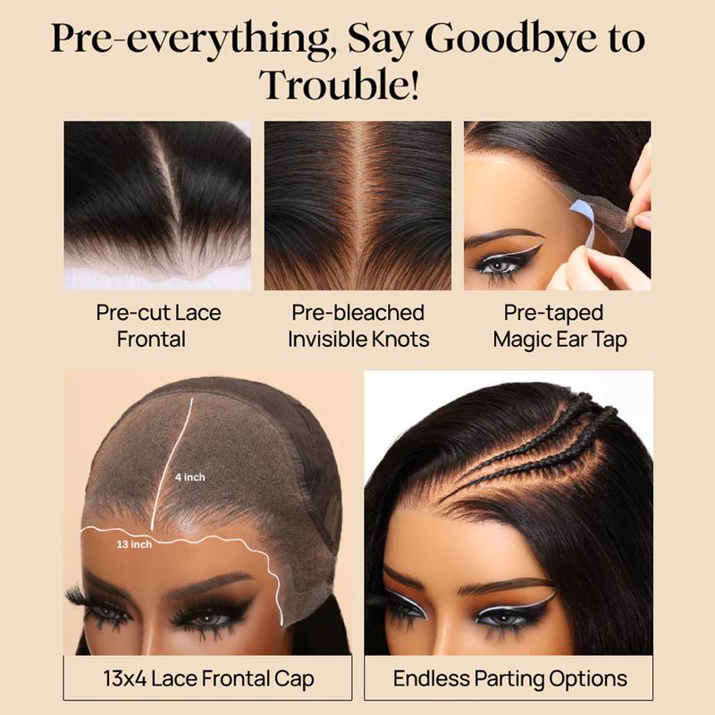 Nadula 7x5 & 13x4 3D Body Wave Lace Frontal Wig With Bangs Pre Everything Put On And Go 180% Density Human Hair Wigs Glueless TikTokShopStockUp