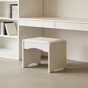 White Padded Vanity Chair | Minimalist Design | Cozy Bedroom & Vanity Decor