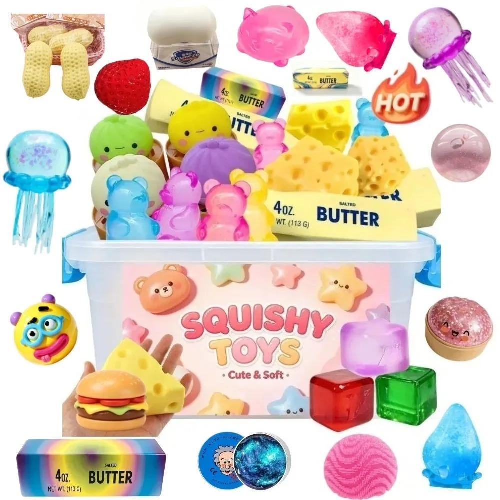 HOT 100+PCS Assorted Mixed Squish Fidget Mystery Blind Box Surprise Unbox Toy Slow Rebound Stress Relief Squeeze Sensory Toys
