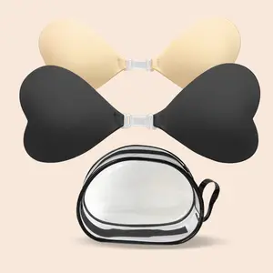 Heart-Shaped Waterproof Bikini Swim Bra Pads — Anti-Puckering Silicone Adhesive Cups, One-Piece Design, Cute Push-Up, Invisible Smooth Style