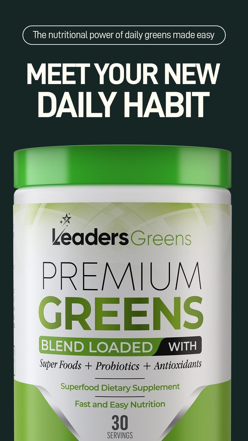 Leaders Greens Super Foods Powder for Bloating, Digestion & Energy