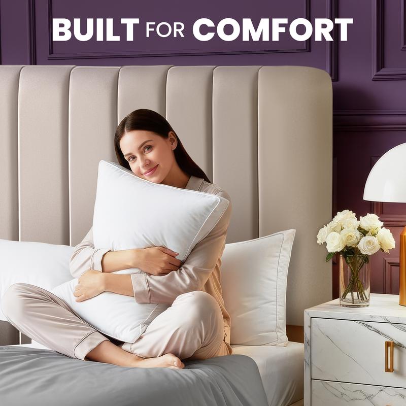 Utopia Bedding Bed Pillows for Sleeping - Set of 4 Gusseted Pillows Set - King, Queen, & Standard Size (White)