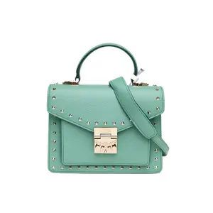 Pre-owned MCM leather Tote Bags Green C rivet crossbody bag