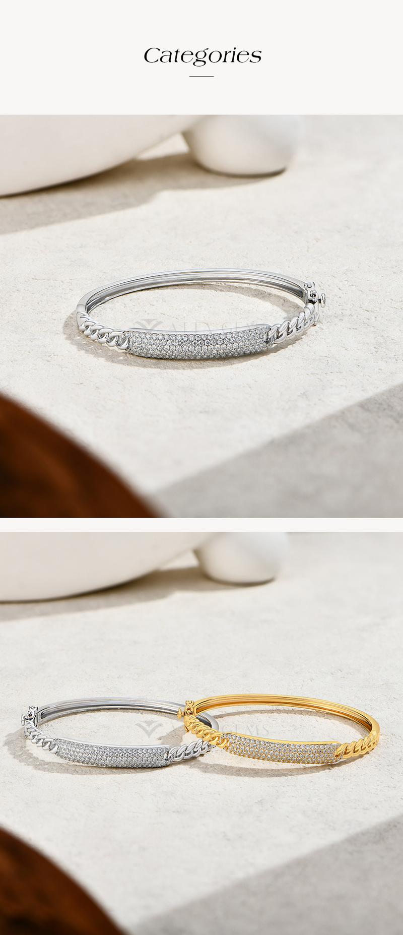 ATTAGEMS Special Design Fashion Bracelet Round Cut Lab-Created Moissanite Bracelet Hypoallergenic Everyday Daily Wear Engagement Exquisite Jewelry Holiday Gift B070