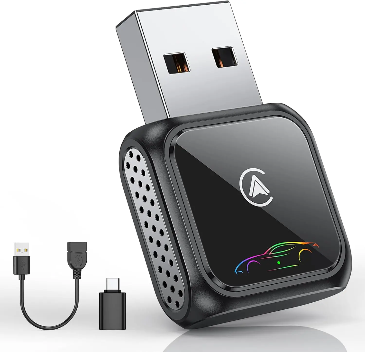 FAHREN Super Mini Wireless CarPlay Adapter (Latest Upgraded)-Bluetooth Apple Car Play Dongle, Zero Latency, Stable Connection, Compatible with iPhone 6+ & Android Auto 10+, Cars from 2017, USB/Type-C