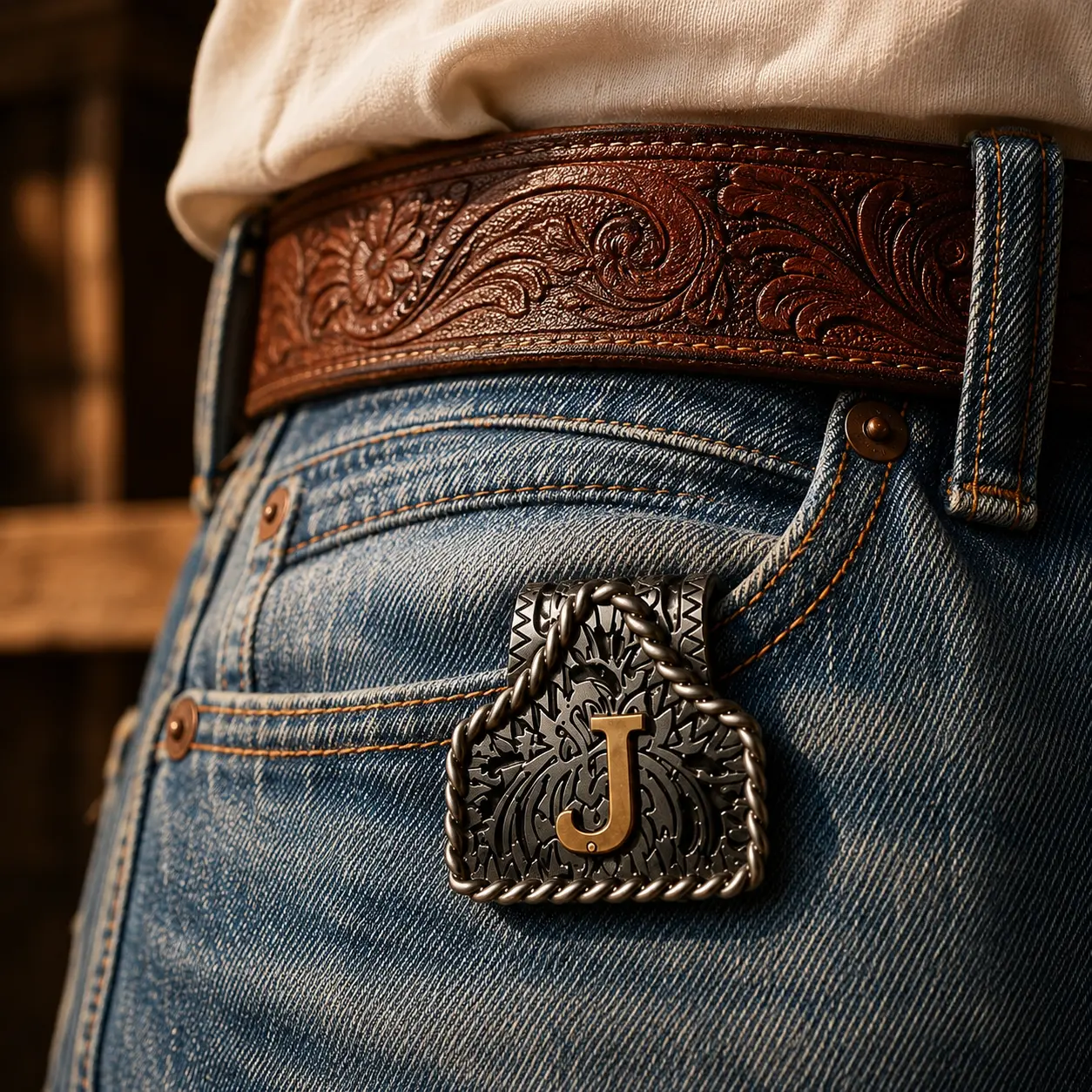 Western Initial Engraved Metal Keychain - Personalized Letter Belt Clip, Authentic Keychain Pendant for Cowboys & Cowgirls, Ranch Style Bag Charm, Gift Ideas, Durable
