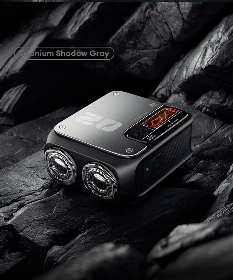 PAXA Mini Electric Shaver - Magnetic Dual Blades Curved Blade Mesh Waterproof Skin-Friendly Washable Rechargeable High-Speed Motor with Long-Lasting Battery Compact Portable Facial Matte Smooth Titanium