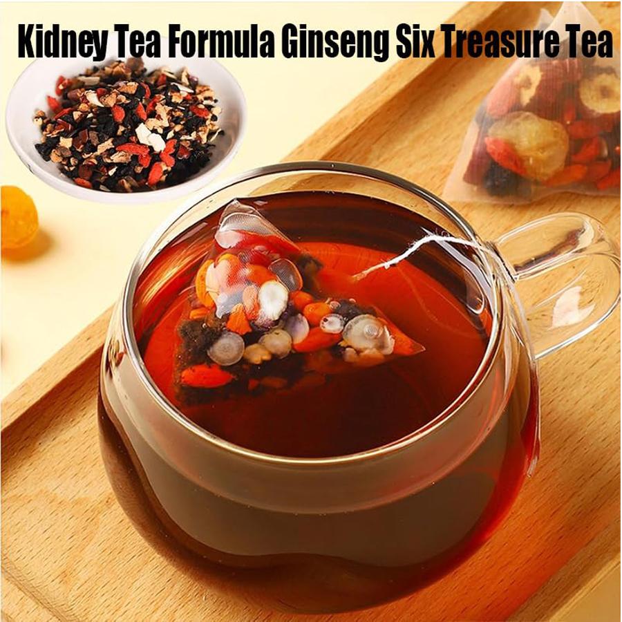 Kidney tea formula, ginseng ten-treasure tea, organic kidney cleansing tea, traditional male and female kidney detox tea.
