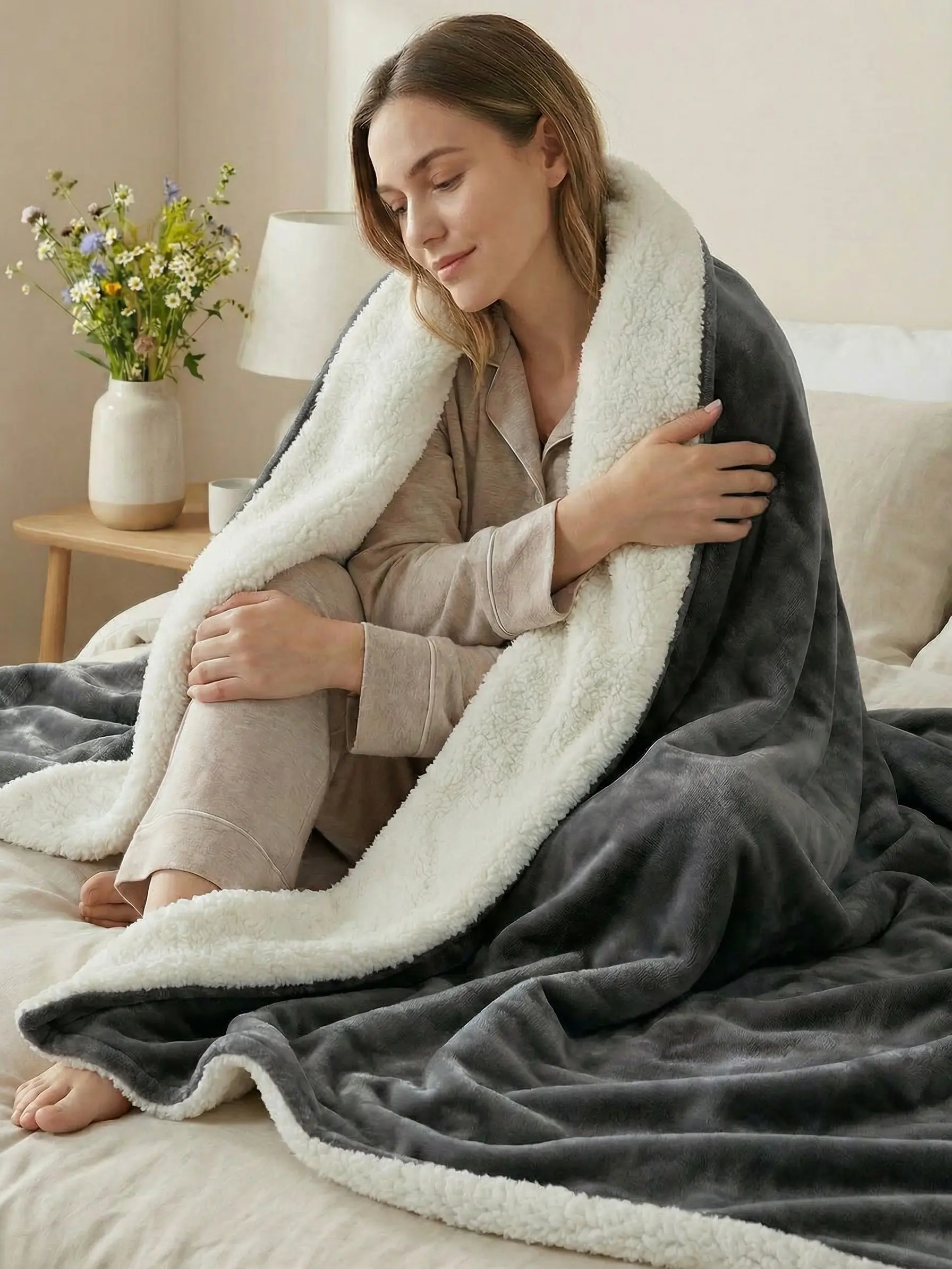 Utopia Bedding Sherpa Blanket - Gender Neutral, Fabric Soft, 2 Sided Double Sided Reversible Fleece Throw for Bed, Couch, Gender Neutral Blankets, Fabric Soft Blankets