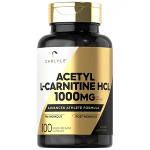 Carlyle Acetyl L-Carnitine HCL | 1000mg | 100 Capsules | Advanced Athlete Formula | Pre-Workout Supplement | Non-GMO & Gluten Free Carlyle Acetyl L-Carnitine HCL | 1000mg | 100 Capsules | Advanced Athlete Formula | Pre-Workout Supplement | Non-GMO & Gluten Free