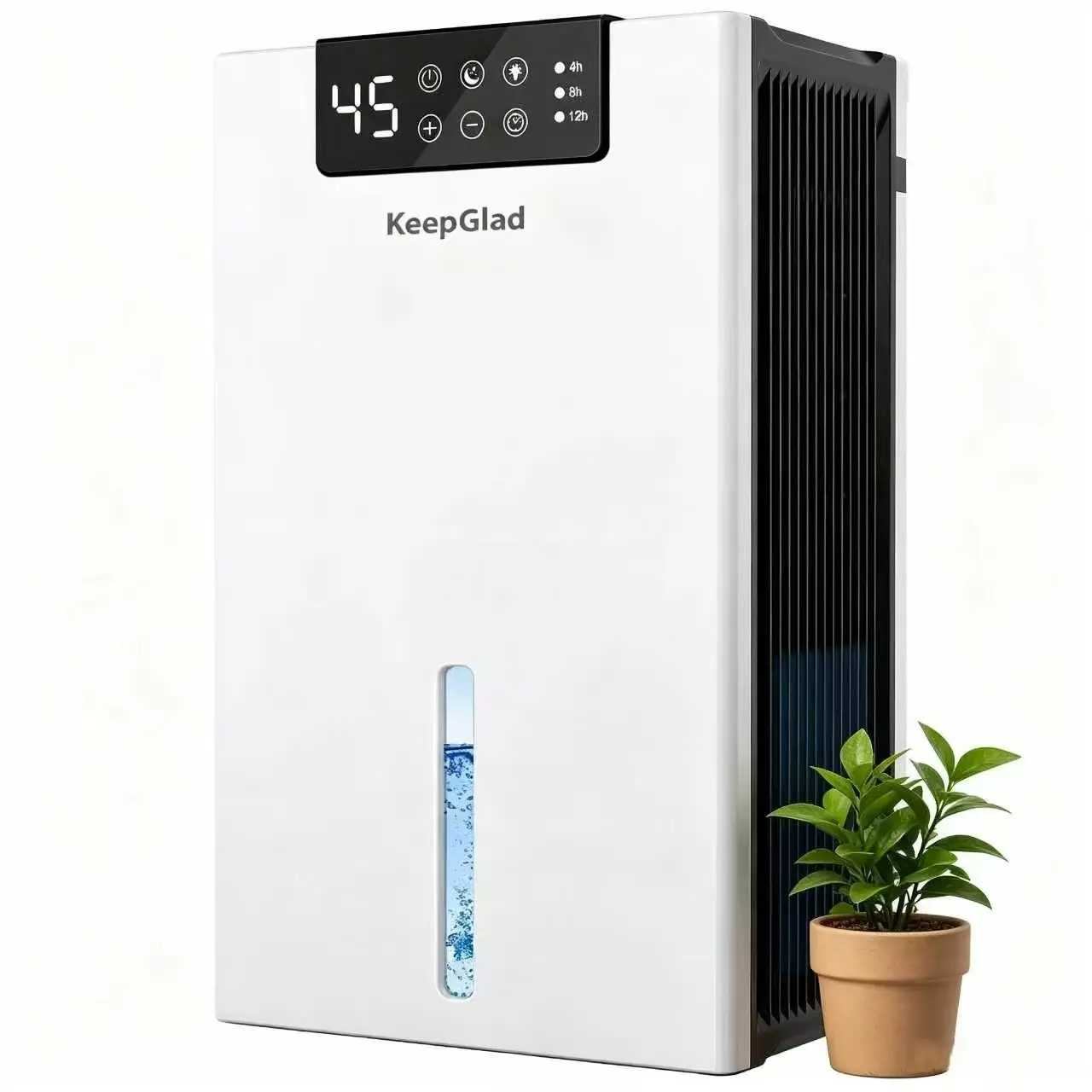 KeepGlad 1000sq.ft Dehumidifier, 98OZ Large Water Tank with Humidity Display, Small Dehumidifier for Bedroom Basement Bathroom, Auto Stop, Washable Filter, Drain Hose, Timer & 7 Color Night Lights,Cdans