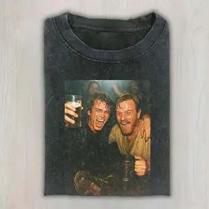Funny Anakin & Obi-Wan Drinking Meme Tee, Retro Movie Parody Graphic Shirt, Viral Humor T-Shirt for Fans, Vintage Movie Graphic Tee, Unisex Cotton Crewneck T-Shirt Menswear Womenswear Streetwear Top