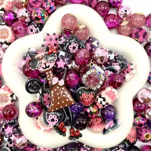 【Buy One Get One Equal Volume For Free】Cat Rock Cafe -  Beads Mix for Keychain and DIY Crafts – 16/20mm Silicone, Resin & Acrylic Beads