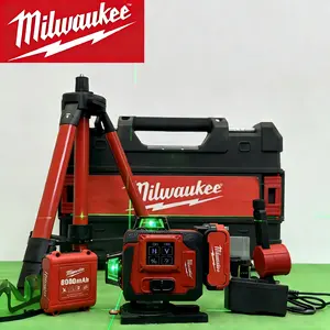 Milwaukee 16-Line Green Laser Level 4x360° Self-Leveling Kit with Tripod & 6000mAh Battery for Tile Installation Ceiling Alignment Construction Digital
