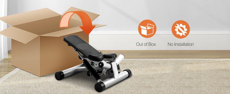 Mini Stepper with Resistance Bands, Adjustable Stride & Intensity Portable Stepper Machine, 265LBS Capacity Quiet Full Body Workout for Home, Includes LED Monitor