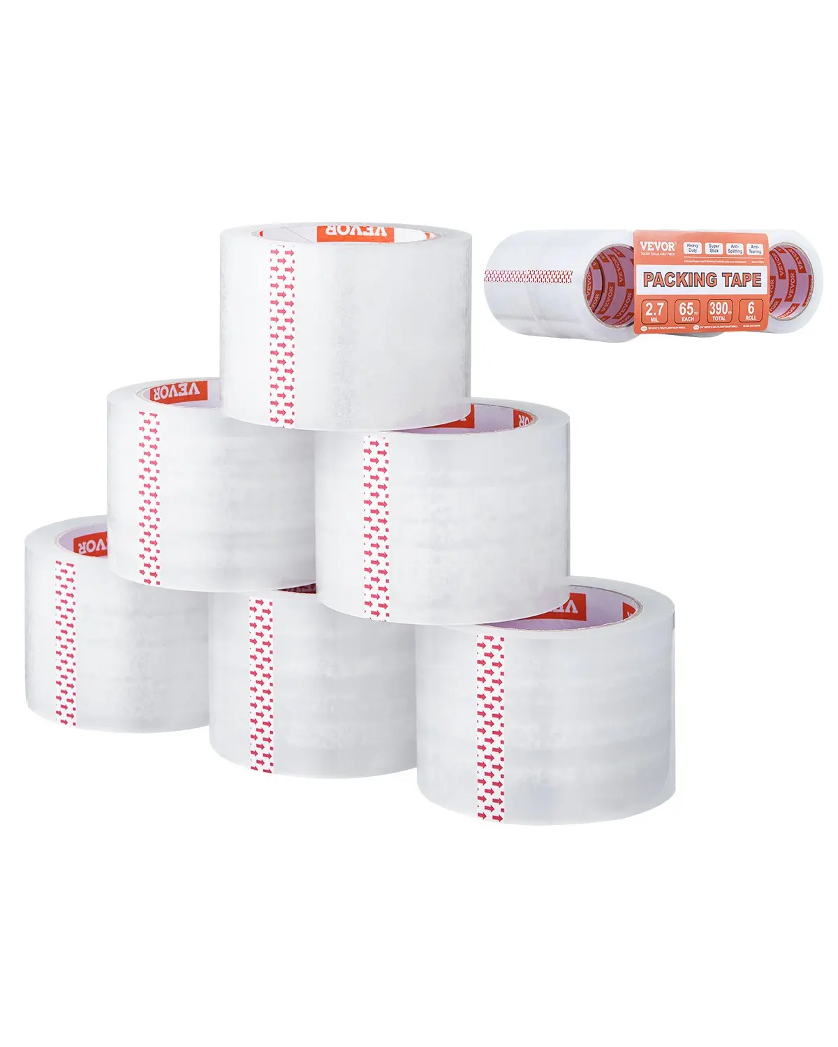 【DealsForYouDays】VEVOR Clear Packing Tape 6 Rolls 65 Yards Heavy Duty Clear Packing Tapes 2.7 Mil