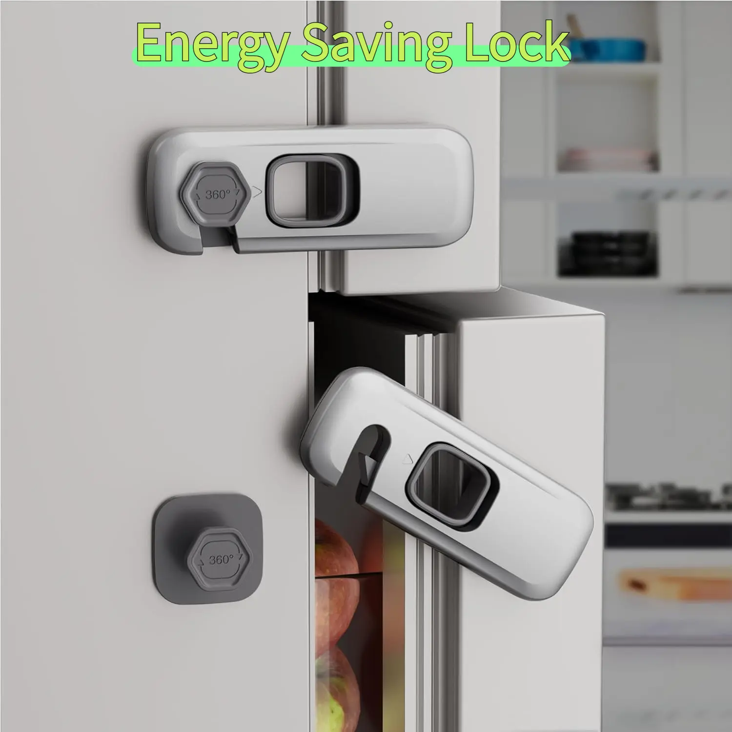 5-Pack Grey Refrigerator Locks, ABS Adhesive Latches for Child Safety, Peel-and-Stick Energy Saving Seal for Cabinets & Appliances, 5 Locks, Easy Adhesive Installation, Energy Efficient, No Tools, Easy Adhesive ,Luxurious,Folding,Artificial,Christmas,Tree