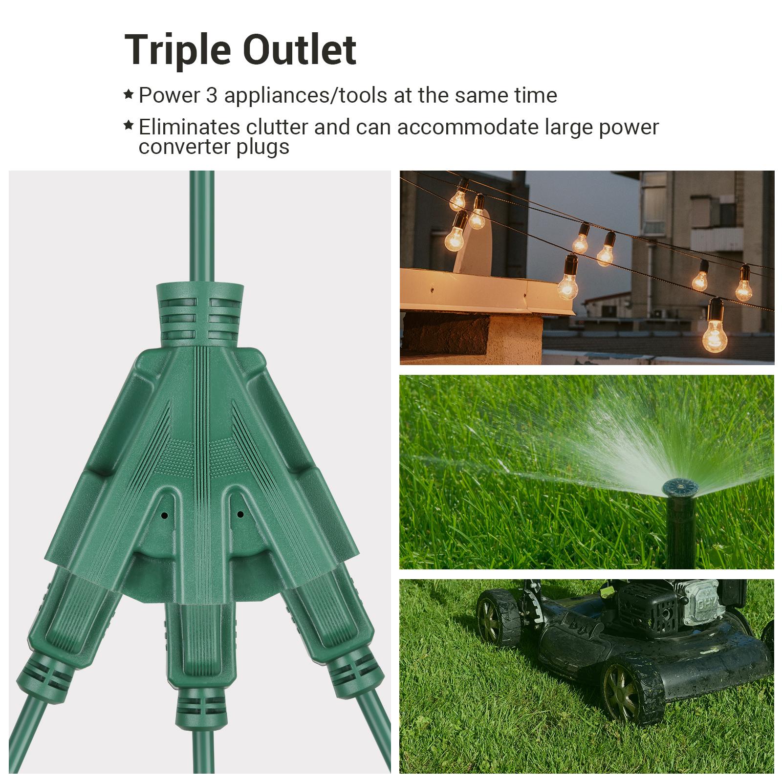 DEWENWILS 15ft Outdoor Extension Cord, Weatherproof 16/3 SJTW Power Cable for String Lights and Landscaping String Lights (2 Pack)-HTOG15A DEWENWILS 15ft Outdoor Extension Cord, Weatherproof 16/3 SJTW Power Cable for String Lights and Landscaping String Lights (2 Pack)-HTOG15A