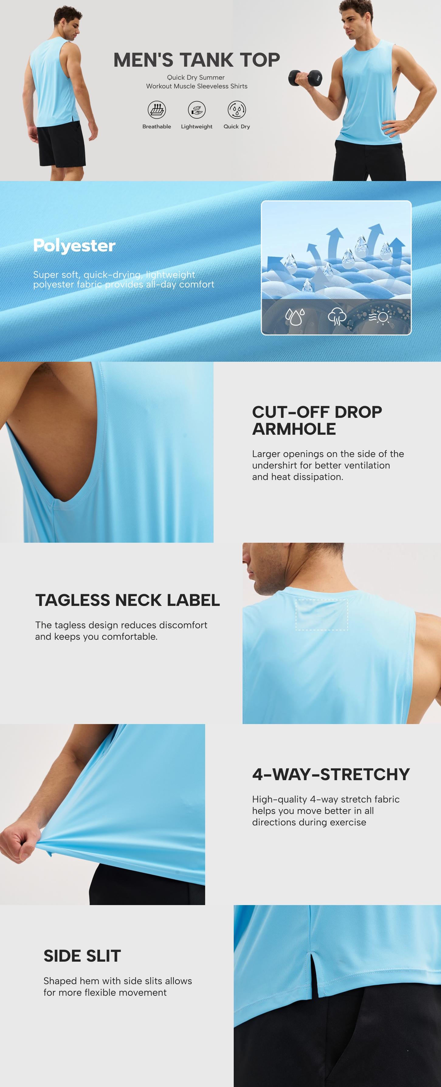 MAGCOMSEN Men's Workout Tank Tops Quick Dry Lightweight Sleeveless Shirts Gym Bodybuilding Muscle Tee Shirt