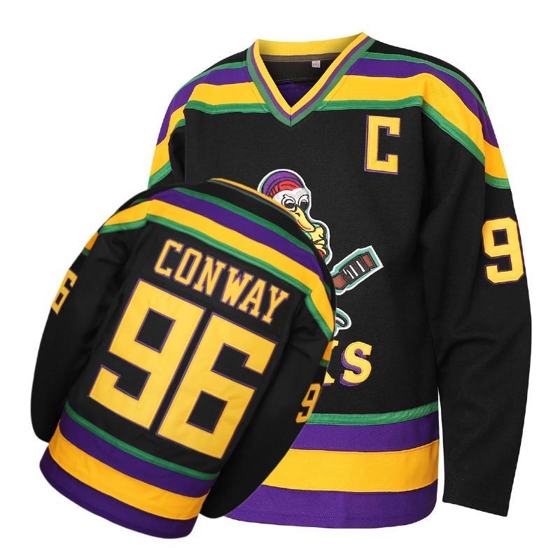 Mighty Ducks Jersey Movie Hockey Jersey S-XXL Charlie Conway #96 Adam Banks #99 90S Hip Hop Clothing for Party Athletic Outfit High Performance Activewear