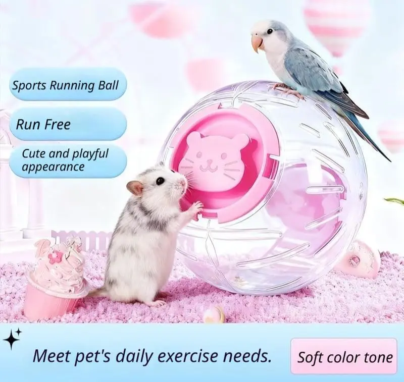 Transparent Ventilated Pet Exercise Ball - Safe, Sturdy, Cleaning-Friendly for Hamsters/Gerbils/Parrots, Supports Healthy Activity & Interactive Play