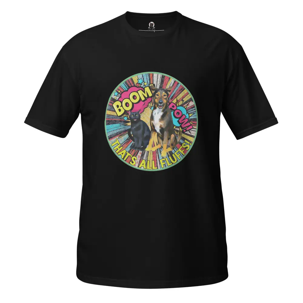 That's All Fluffs Men's Comfy Cotton Short-Sleeve Furry Animal Ball Badge Grey T-Shirt, Unisex Tops, Shortsleeve