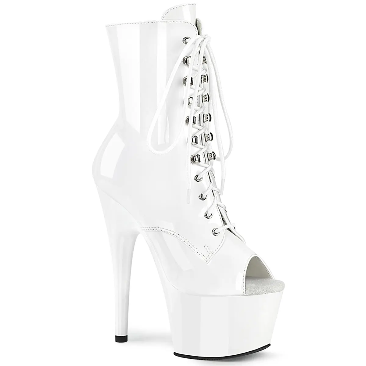 Pleaser Adore-1021 Women's Stylish Lace Platform Ankle Boots - All-Season Footwear, Peep Toe, Side Zipper, All Seasons, 7 In, Stiletto Heel, Synthetic, Solid