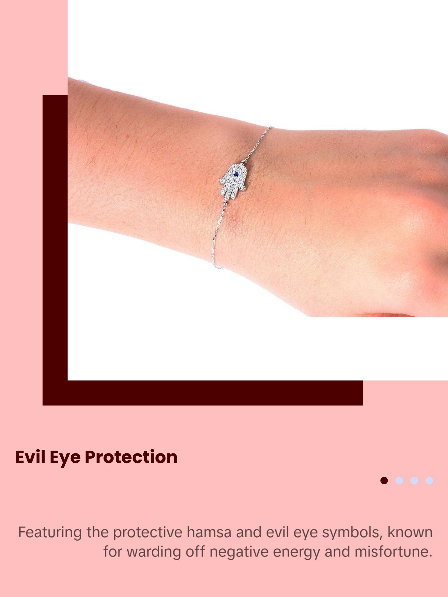 Sterling Silver Hamsa Bracelet - Charming Hamsa Hand Bracelet