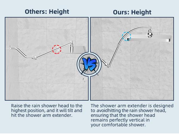 Hibbent All Metal 20'' Shower Head Extension Arm, Solid Brass Flexible Height & Angle Adjustable Shower Arm Extender with Lock Joint, Universal Connection Stainless Steel Pipe Height Extending, Chrome