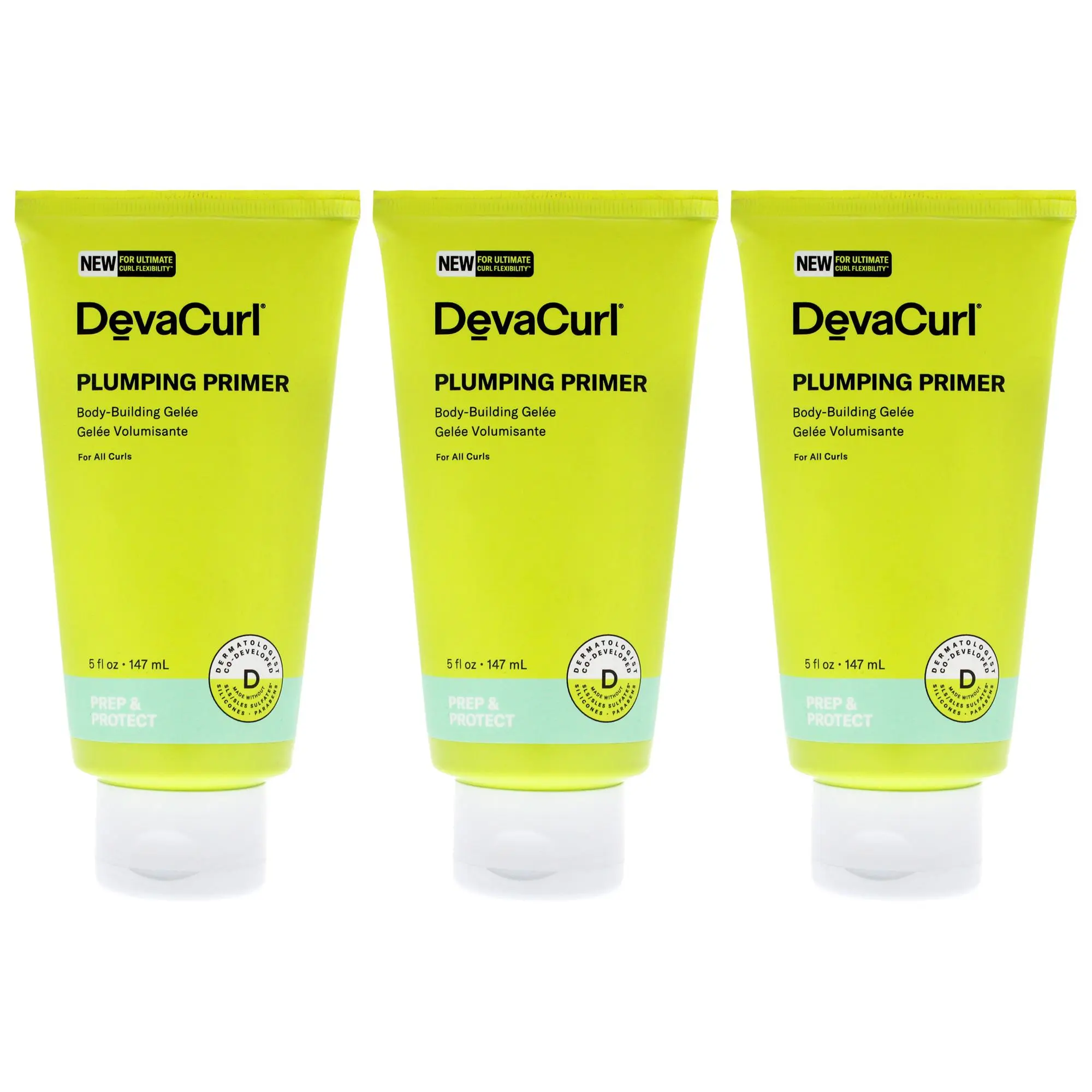 DevaCurl Plumping Primer Gel-NP Unisex Haircare Gel, Daily Use, Enhances Texture, 5oz, 3 Packs, 5 Fl Oz