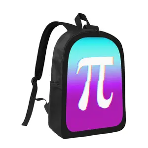 Pi Symbol Vaporwave School Backpack - Neon Pink & Blue Retro-Futuristic Design, Lightweight Large Capacity Unisex Backpack with Adjustable Straps, Durable Zipper Closure & Math-Themed Print for School, College, Travel - Casual Backpack for &, Daily Commut