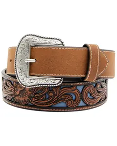 Cody James Men's Floral Tooled Contrast Belt - Cjafa23bt2