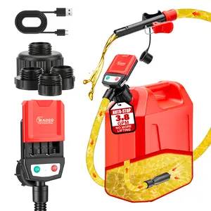 2026 Upgraded Fuel Transfer Pump with Auto-Stop, 3.8 Gallon per Min, 51" Extra Long Hose, Battery & 3M USB Powered, 4 Can Adapters, 30s Alert Beep, Fast and Safe Gas Pump for Oil, Diesel and Gasoline