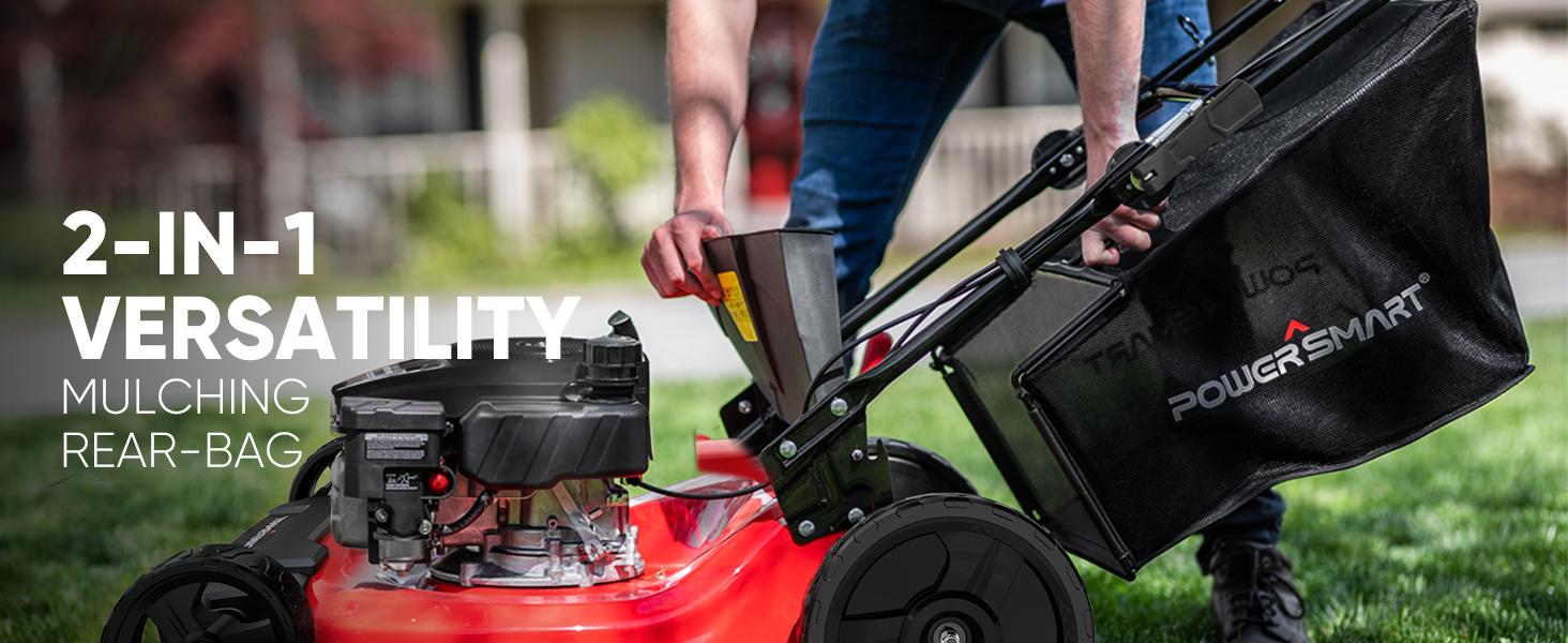 PowerSmart Self Propelled Gas Lawn Mower, 22 in. with 170cc OHV Engine, 2-in-1 Rear-Wheel Drive High Wheels, Red(V8622S1),reel mower, fly mower, rc mower