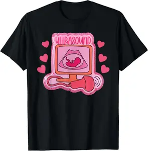 100% Cotton Sonographer Badge Reel Ultrasound Technologist Gift OBGYN OB T-Shirt