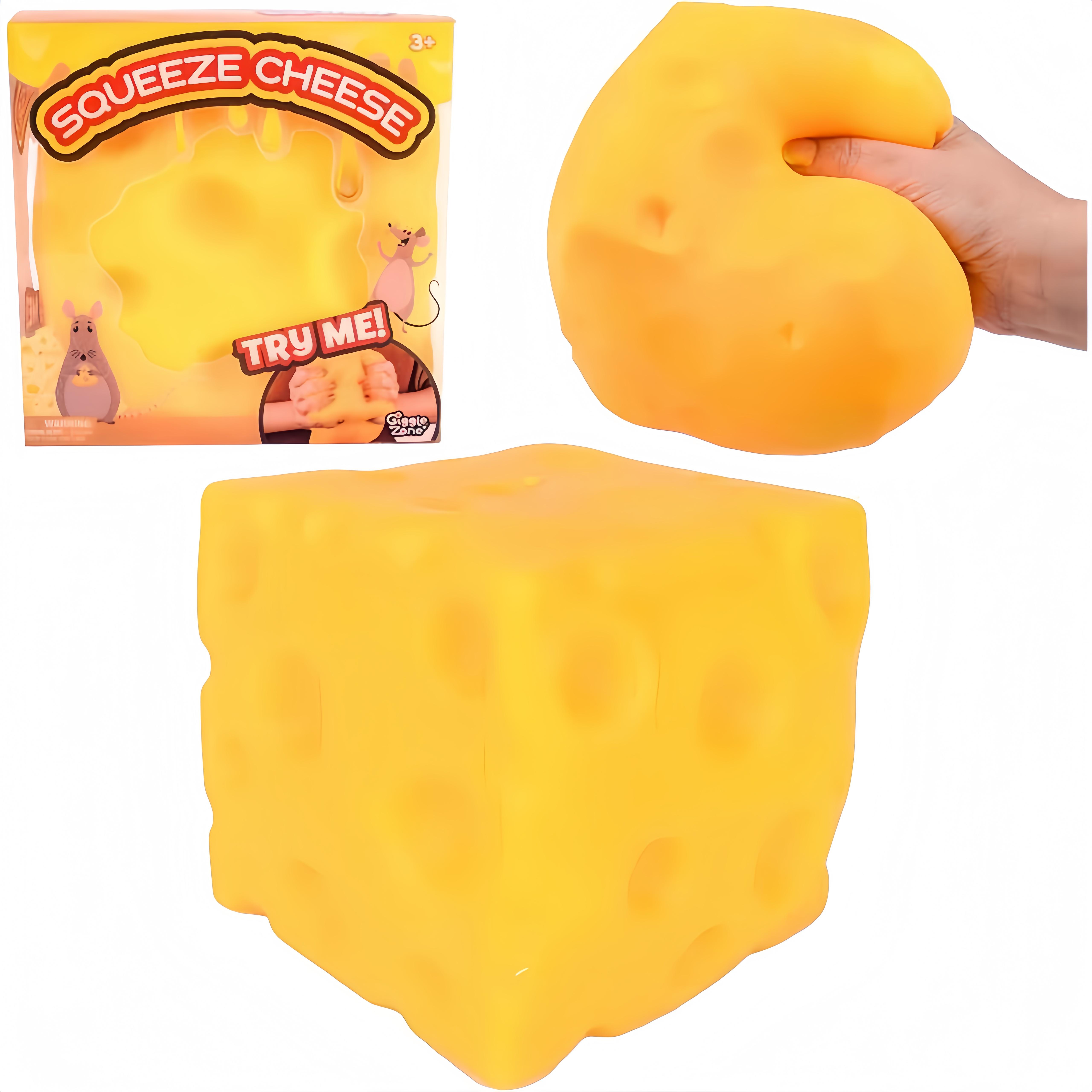 Jumbo Cheese Squishy - 10cm Slow Rebound Fidget Toy| Soft EVA Flour-Filled Stress Ball Funny Squishy Cheese Block – Yellow Moldable Sensory Fidget Toy with Squeeze Feature, Cute Creative Valentine’s Day Gift for Friends