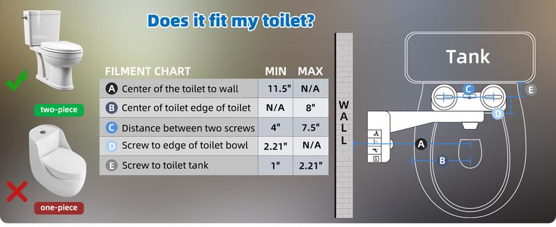 Bidet Attachment for Toilet, Non-Electric Dual Nozzle for Frontal & Rear Wash, Adjustable Water Pressure Control, Fresh Water Bidet Toilet Seat, Self Cleaning Water Sprayer, White