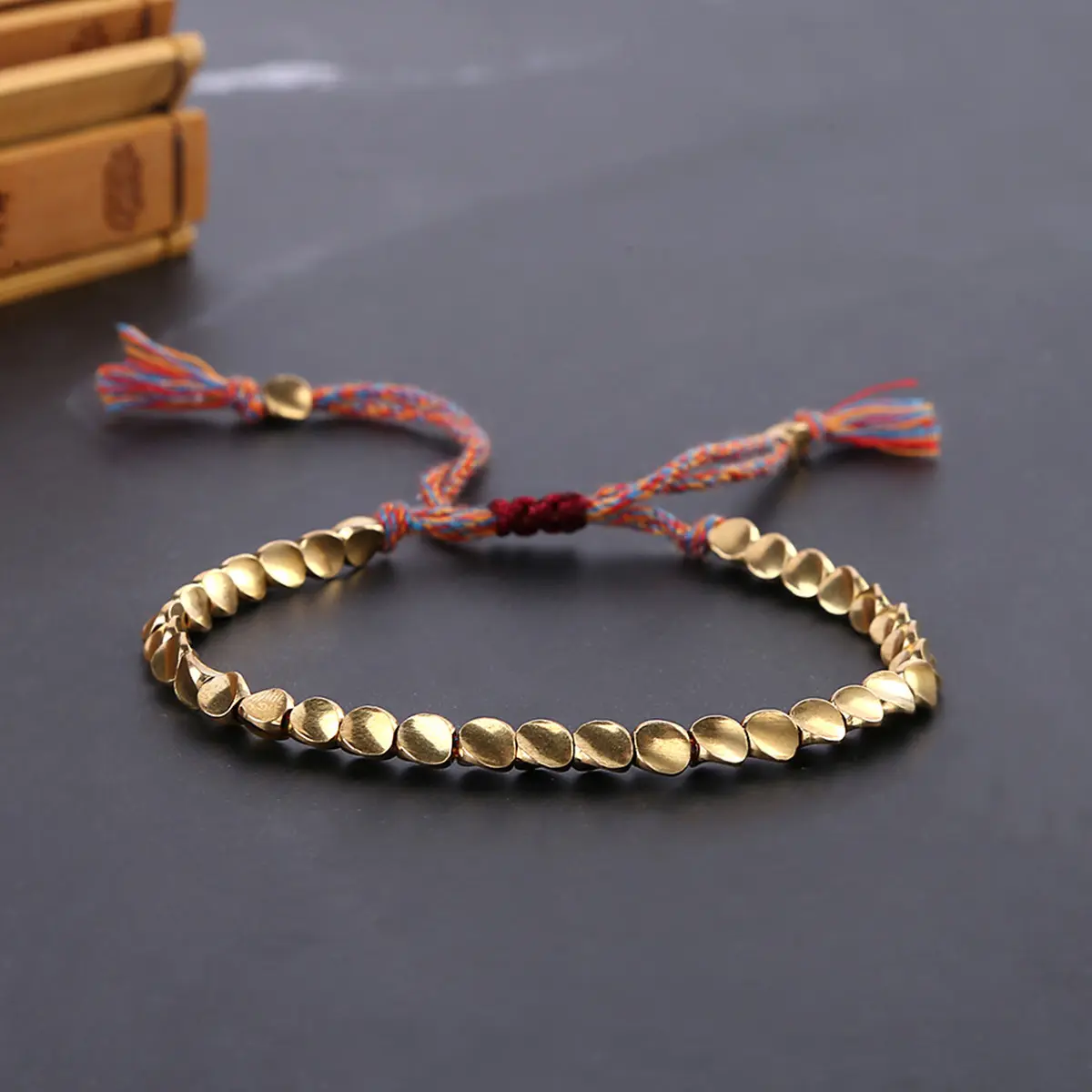 Handmade Copper Bracelet with Continuous Beads, Boho Unisex Jewelry with an Adjustable Woven Band for Daily Wear, Birthday Gift, Handmade Copper Bracelets, Casual, Energy Conduction, Fashion & Wellness, Adjustable Copper Bangle, Bohemian Bracelet