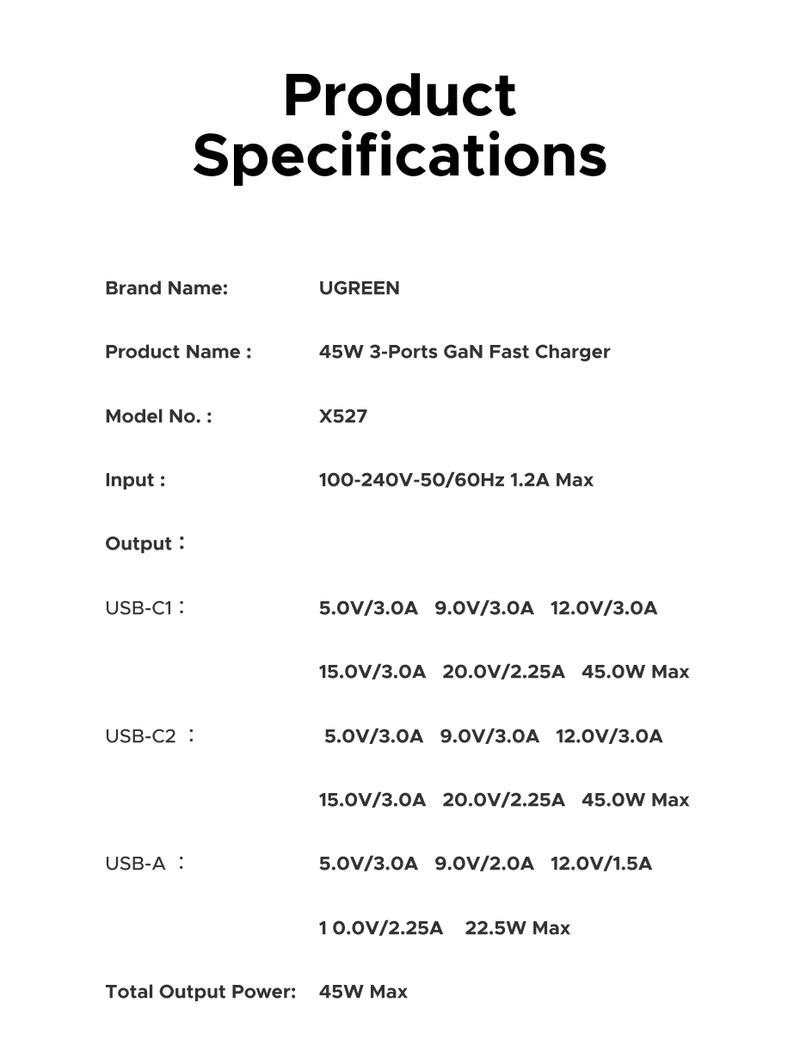 UGREEN 45W USB C Charger Block Nexode 3-Port GaN Fast Type C Charger Compact Foldable Power Adapter for MacBook Pro Air Dell XPS iPhone 17 16 15 iPad Pro Galaxy S25 September Restock，TikTokShopBlackFriday ,TikTokShopHolidayHaul