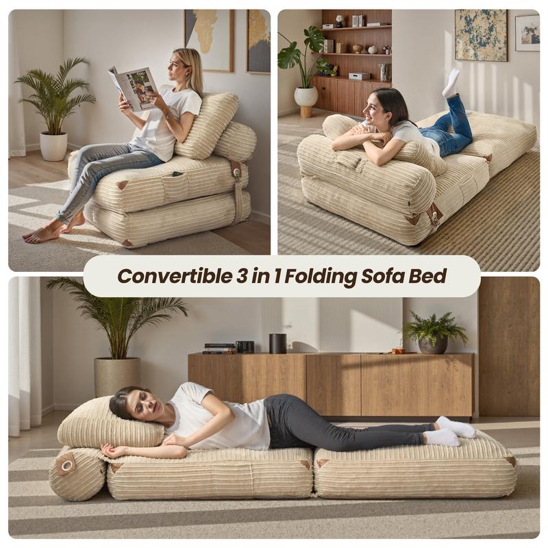 【Jumpstart Sale】Ovios Convertible 3 in 1 Folding Sofa Bed 36" W Boneless Chaise Lounge with Pillow & Lumbar Support for Living Room & Bedroom - No Assembly Required 【Jumpstart Sale】Ovios Convertible 3 in 1 Folding Sofa Bed 36" W Boneless Chaise Lounge with Pillow & Lumbar Support for Living Room & Bedroom - No Assembly Required