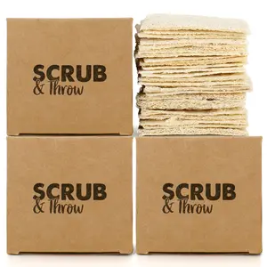 Scrub & Throw Natural Loofah Sponges - Multipurpose Kitchen Sponges, Non-Scratch, for Cleaning Kitchen, Bathroom & Household