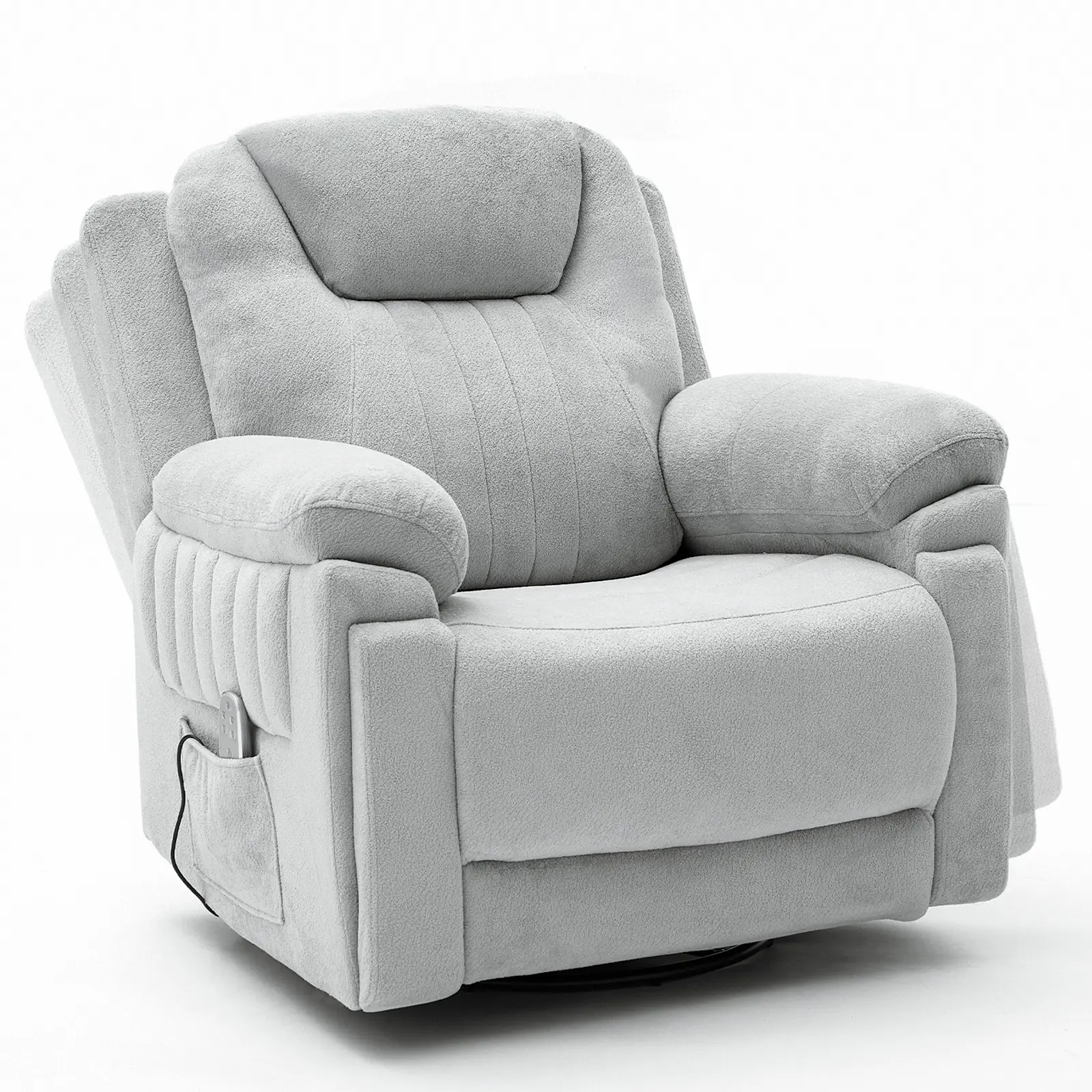iokopo Electric Automatic Rocking Recliner Chair for Adults, Auto Rocking Recliner, Upholstered Fabric Swivel Recliner, Nursery Modern Single Sofa for Living Room, Electric Adjustable Reclining, Light Gray/Brown/Cream White